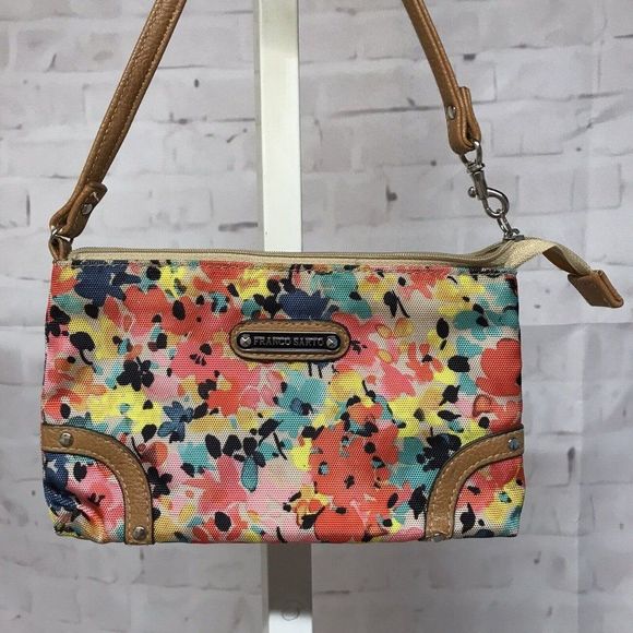 Franco Sarto Handbags - Franco Floral Wristlet Clutch Travel Purse Nylon Spring Summer Flowers 8.25 x 5